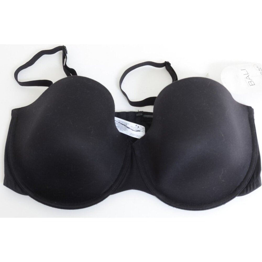 Bali Bra 38DD T-Shirt Bra DFB966 Black Multiway‎ Strapless Smooth Coquette NWT
